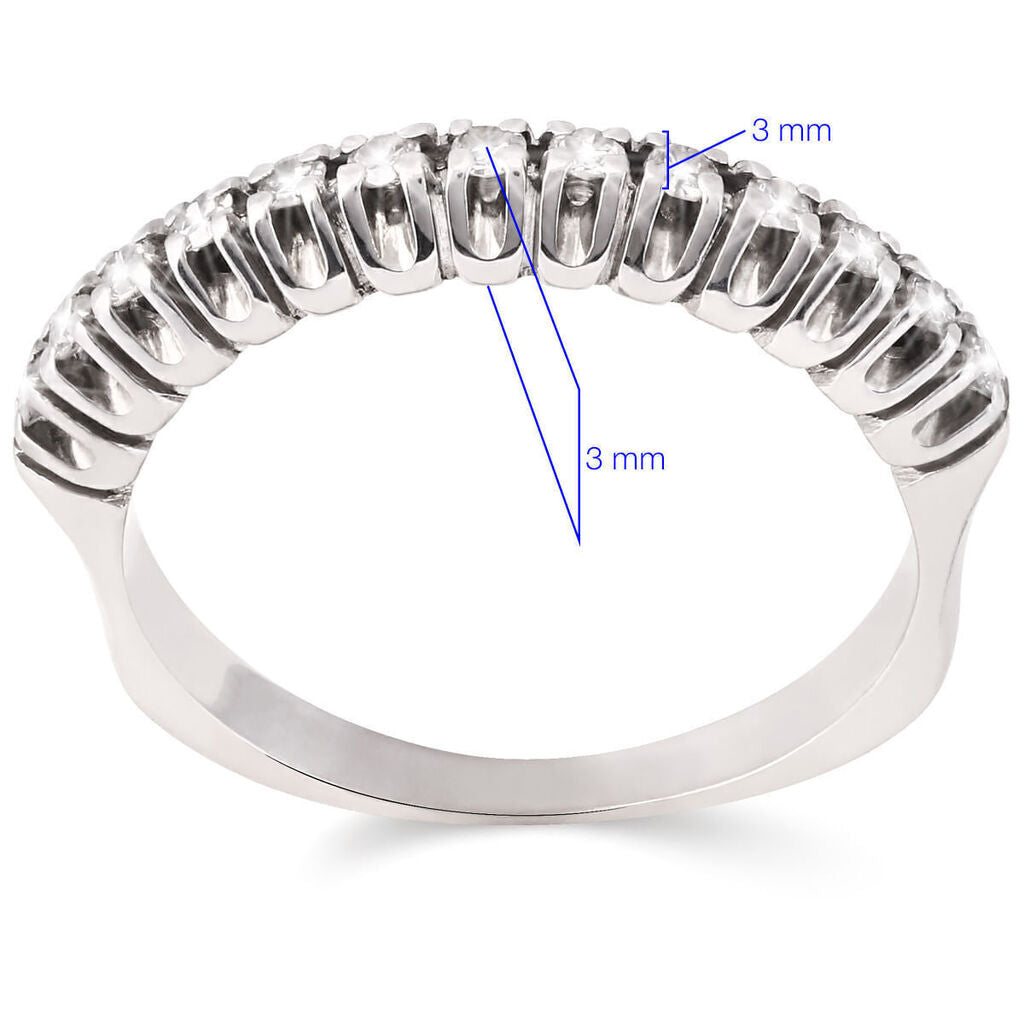 Meia Aliança em Ouro Branco 18k com Diamantes