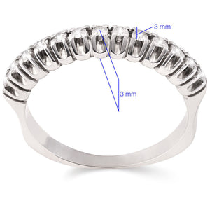 Meia Aliança em Ouro Branco 18k com Diamantes