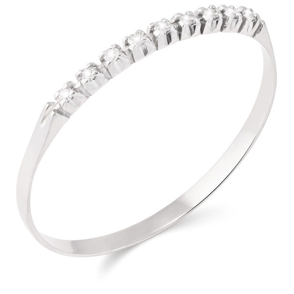Meia Aliança  de Ouro Branco  com 9 Diamantes