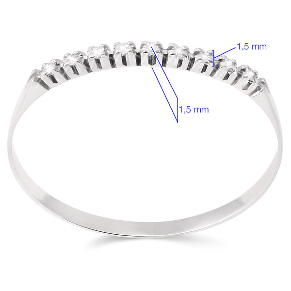 Meia Aliança  de Ouro Branco  com 9 Diamantes