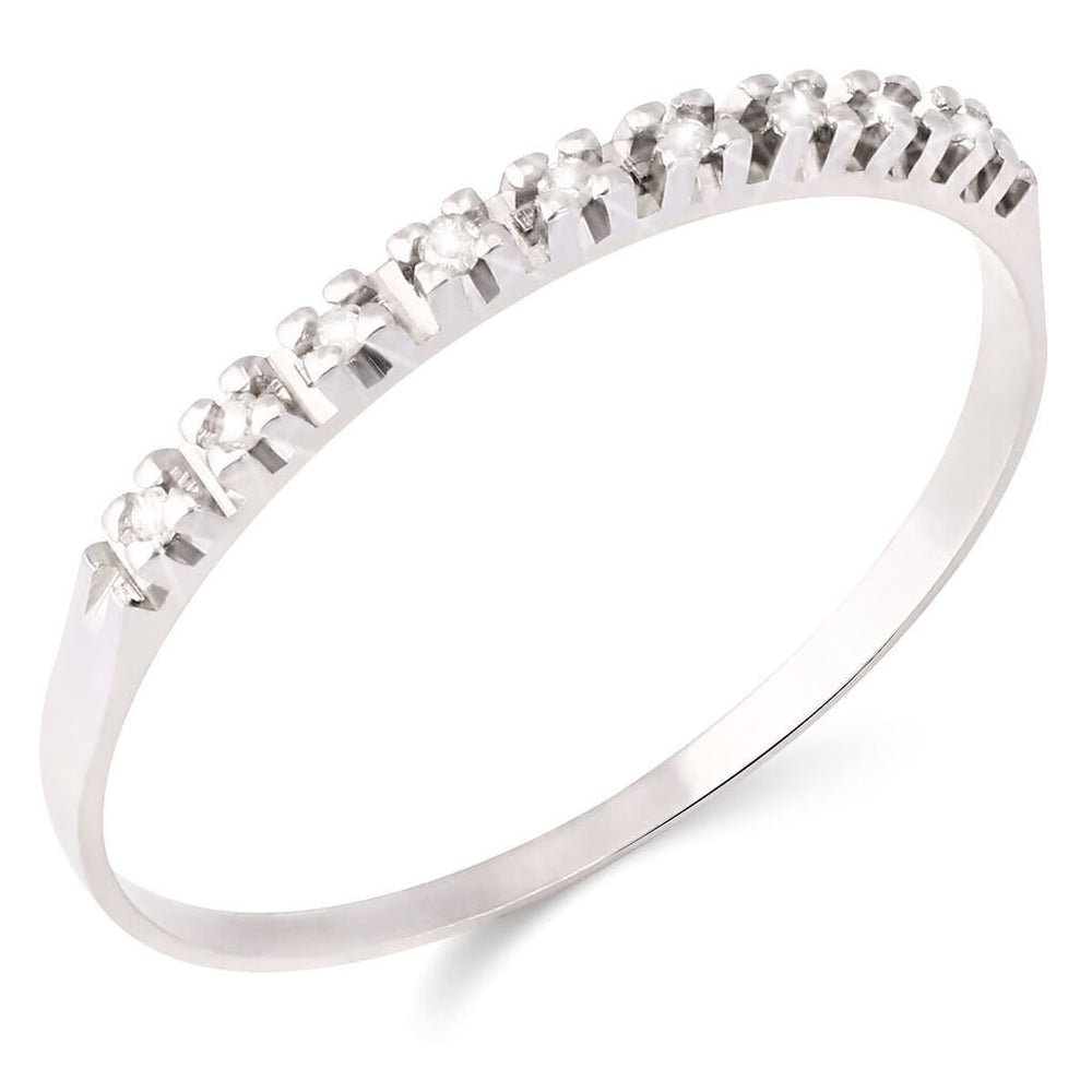 Meia Aliança Ouro Branco 18k com 9 Diamantes
