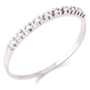 Meia Aliança Ouro Branco 18k com 9 Diamantes