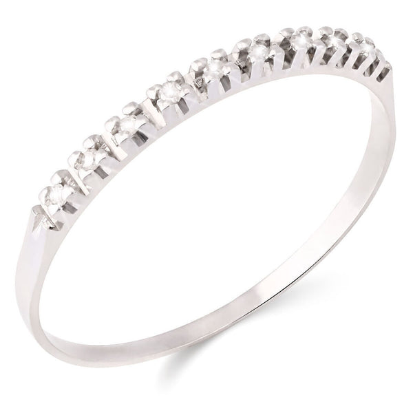 Meia Aliança Ouro Branco 18k com 9 Diamantes