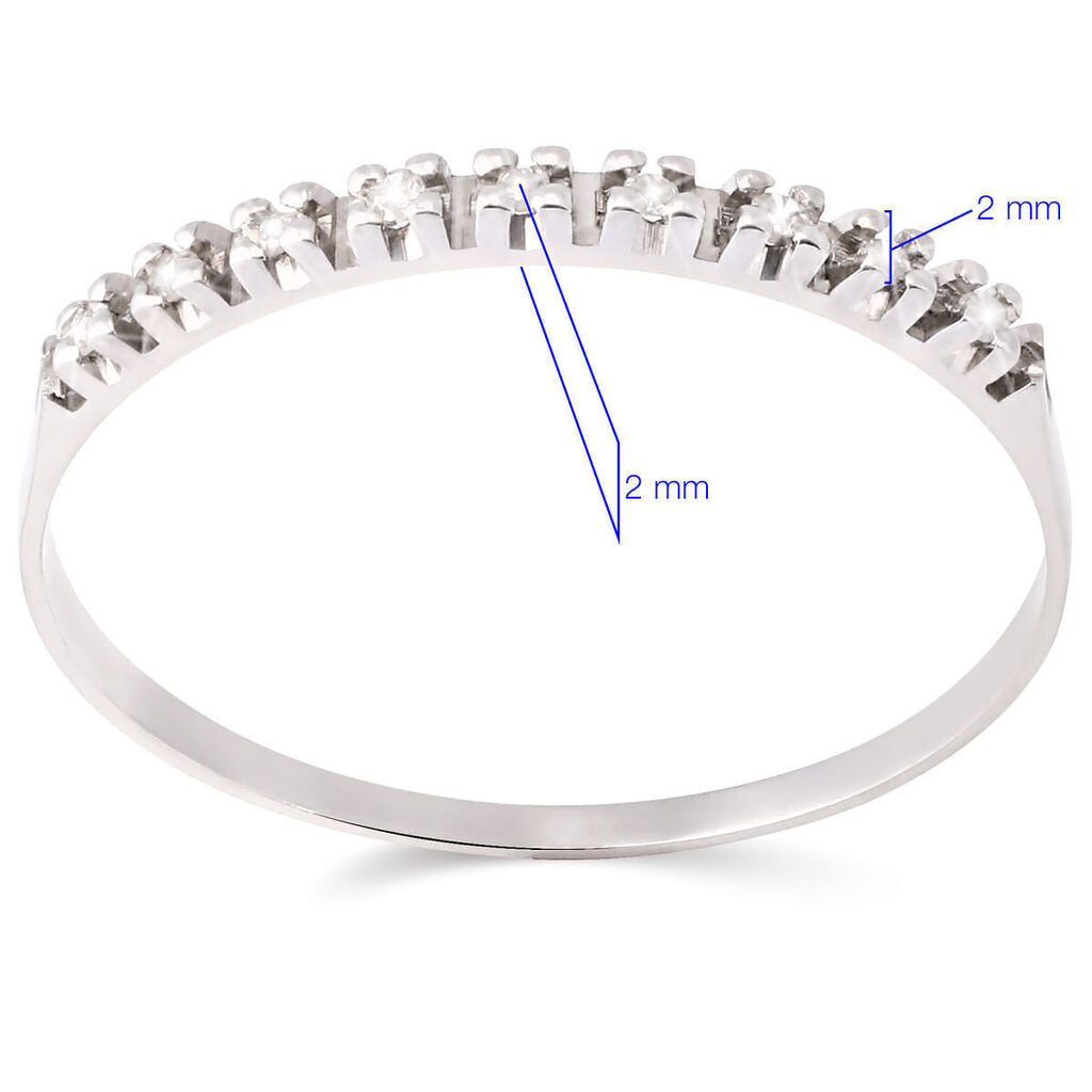Meia Aliança Ouro Branco 18k com 9 Diamantes