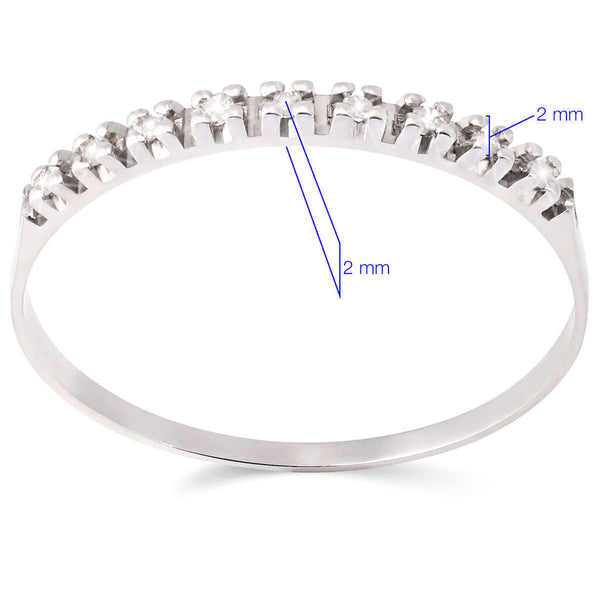 Meia Aliança Ouro Branco 18k com 9 Diamantes