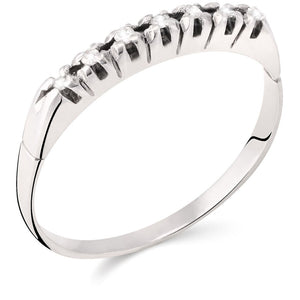 Meia Aliança em Ouro Branco 18 k com 7 Diamantes