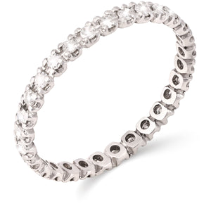 Aliança Inteira de Diamantes Aprox, 30 pts. - Ouro Branco 18K