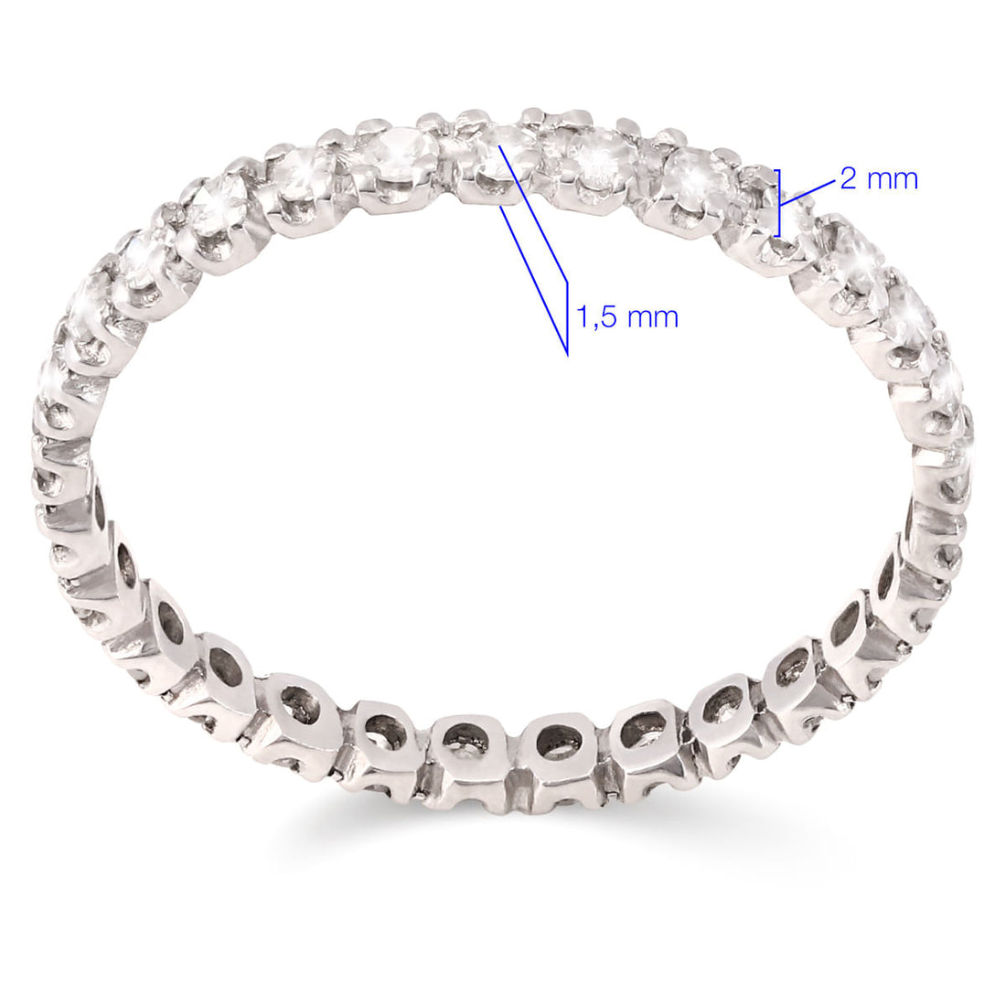 Aliança Inteira de Diamantes Aprox, 30 pts. - Ouro Branco 18K