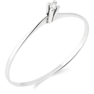 Anel Solitário em Ouro Branco 18k com Diamante Aprox. 2 pts