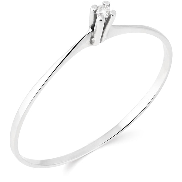 Anel Solitário em Ouro Branco 18k com Diamante Aprox. 2 pts