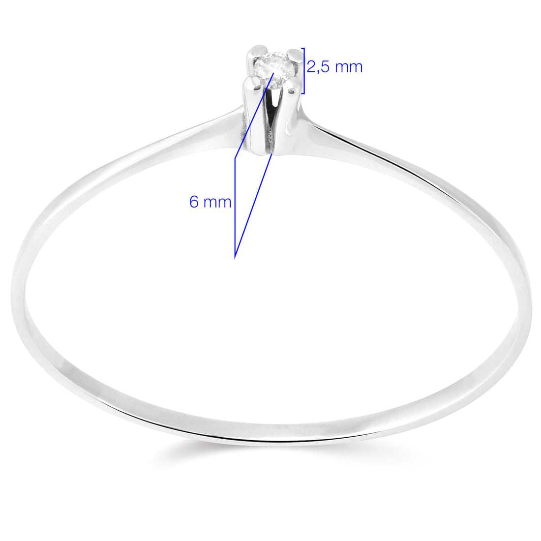 Anel Solitário em Ouro Branco 18k com Diamante Aprox. 2 pts