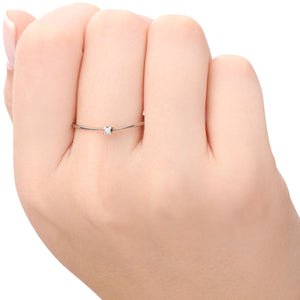Anel Solitário em Ouro Branco 18k com Diamante Aprox. 2 pts