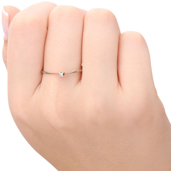 Anel Solitário em Ouro Branco 18k com Diamante Aprox. 2 pts