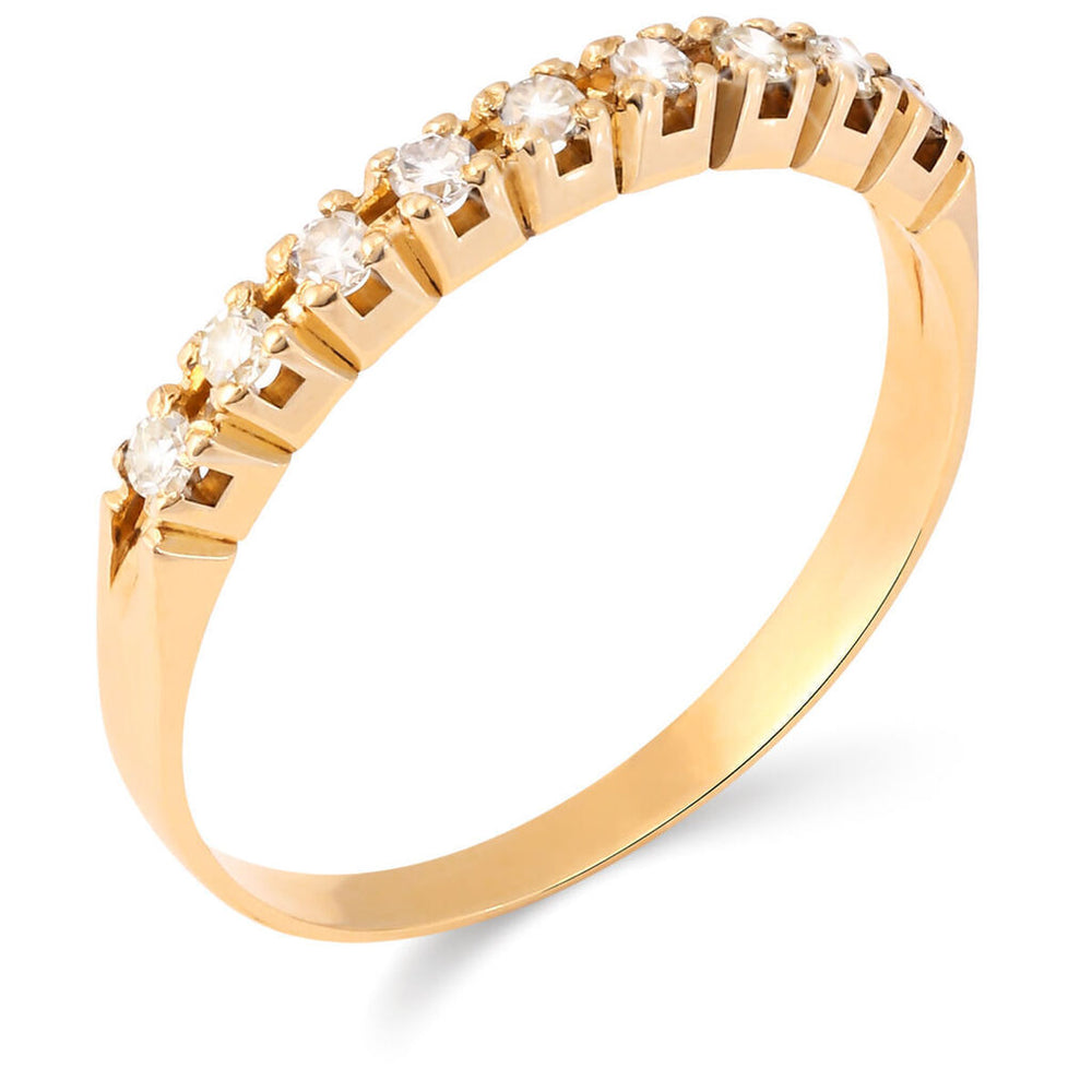 Meia Aliança em Ouro Amarelo 18k com Diamantes