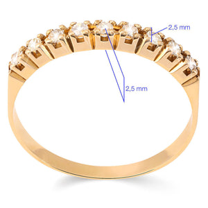 Meia Aliança em Ouro Amarelo 18k com Diamantes