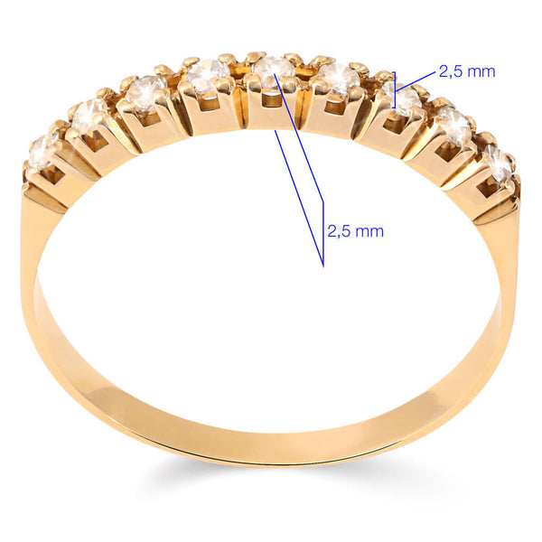 Meia Aliança em Ouro Amarelo 18k com Diamantes
