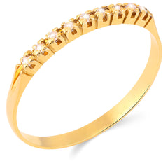 Meia Aliança com 9 Zircônias - Ouro Amarelo 18k