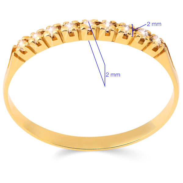 Meia Aliança com 9 Zircônias - Ouro Amarelo 18k