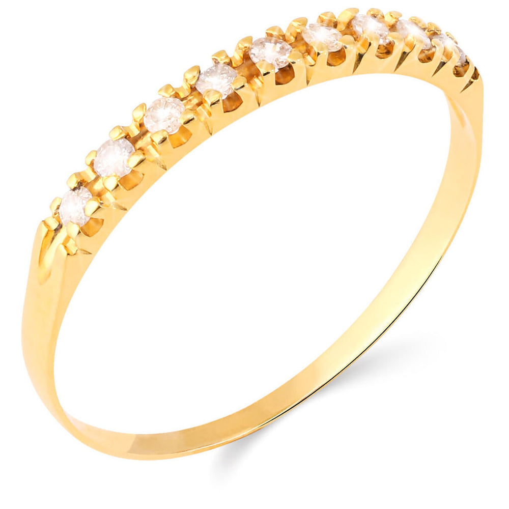 Meia Aliança em Ouro Amarelo 18k com Diamantes