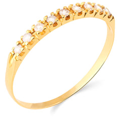Meia Aliança em Ouro Amarelo 18k com Diamantes