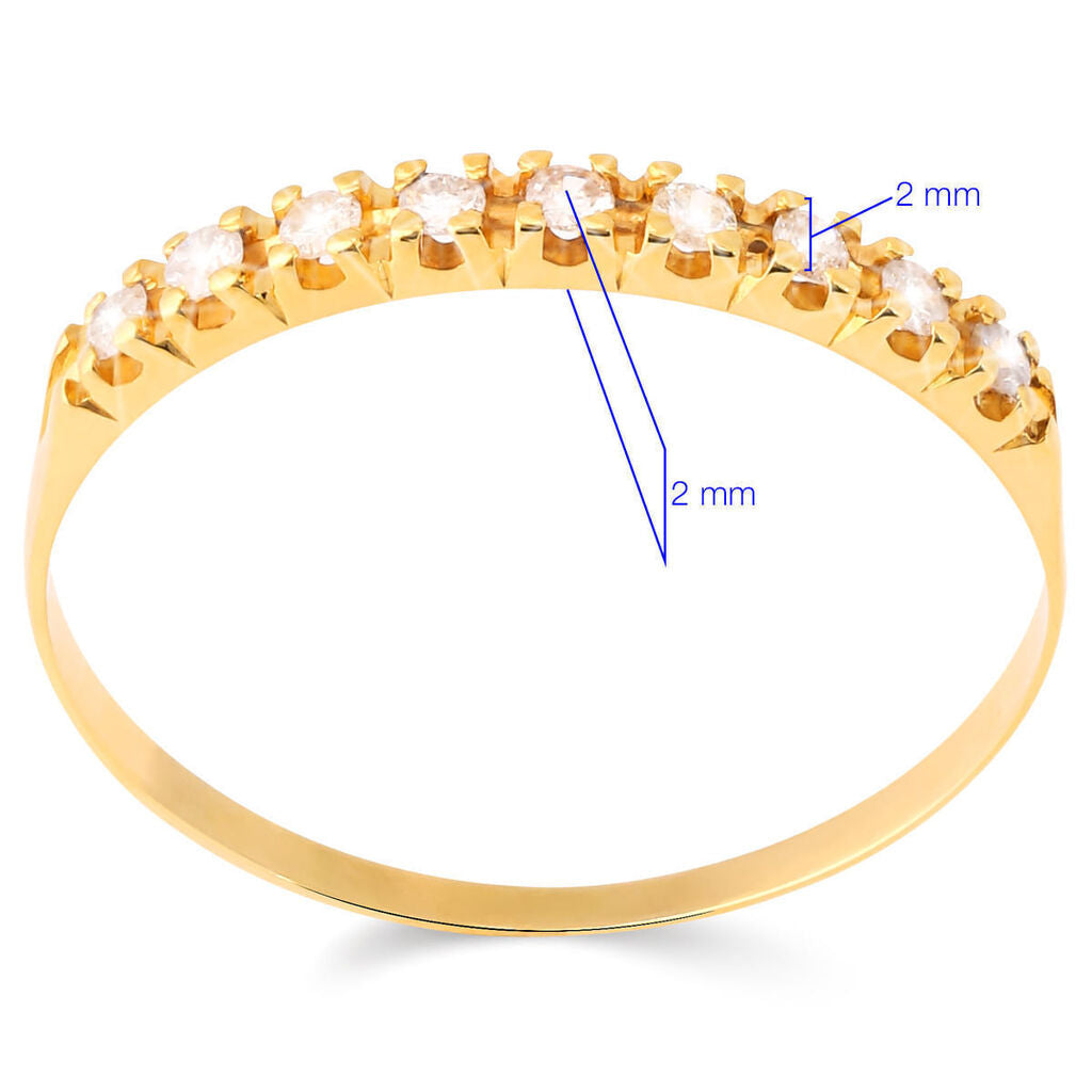 Meia Aliança em Ouro Amarelo 18k com Diamantes
