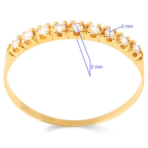 Meia Aliança em Ouro Amarelo 18k com Diamantes