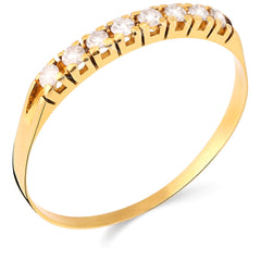 Meia Aliança em Ouro Amarelo 18k e Diamantes