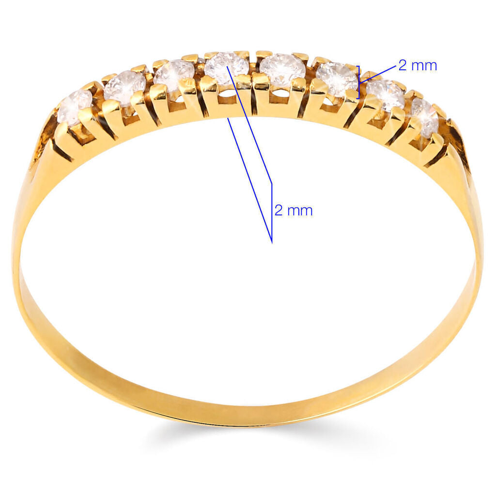Meia Aliança em Ouro Amarelo 18k e Diamantes