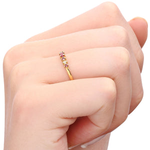 Meia Alianca de Rubi com Diamantes Ouro 18 k