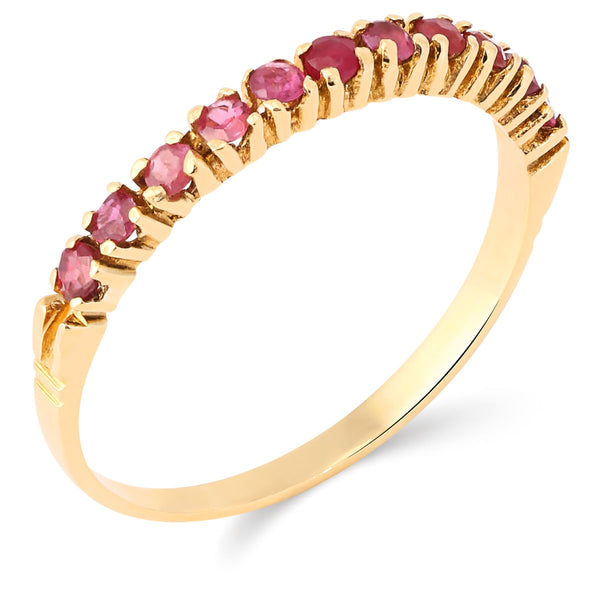 Meia Aliança com 11 Rubis - Ouro Amarelo 18K
