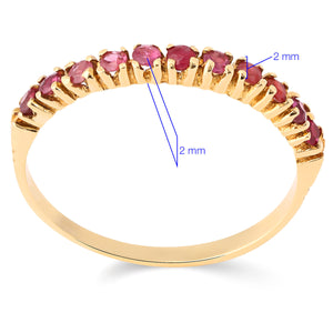 Meia Aliança com 11 Rubis - Ouro Amarelo 18K