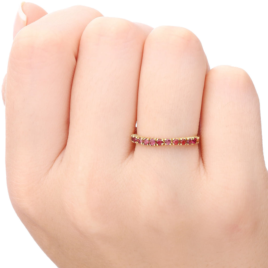 Meia Aliança com 11 Rubis - Ouro Amarelo 18K