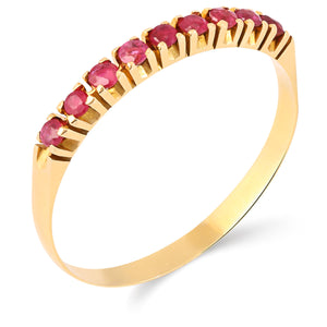 Meia Aliança Rubis Ouro Amarelo 18K