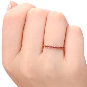 Meia Aliança Rubis Ouro Amarelo 18K