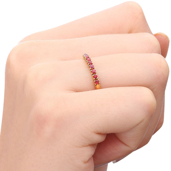 Meia Aliança Rubis Ouro Amarelo 18K