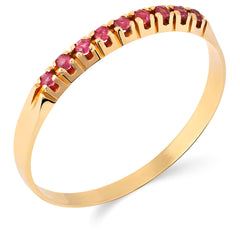 Meia Aliança em Ouro Amarelo 18k com Rubis