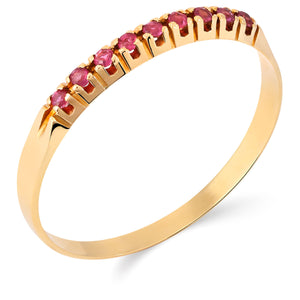 Meia Aliança em Ouro Amarelo 18k com Rubis