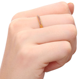 Meia Aliança em Ouro Amarelo 18k com Rubis