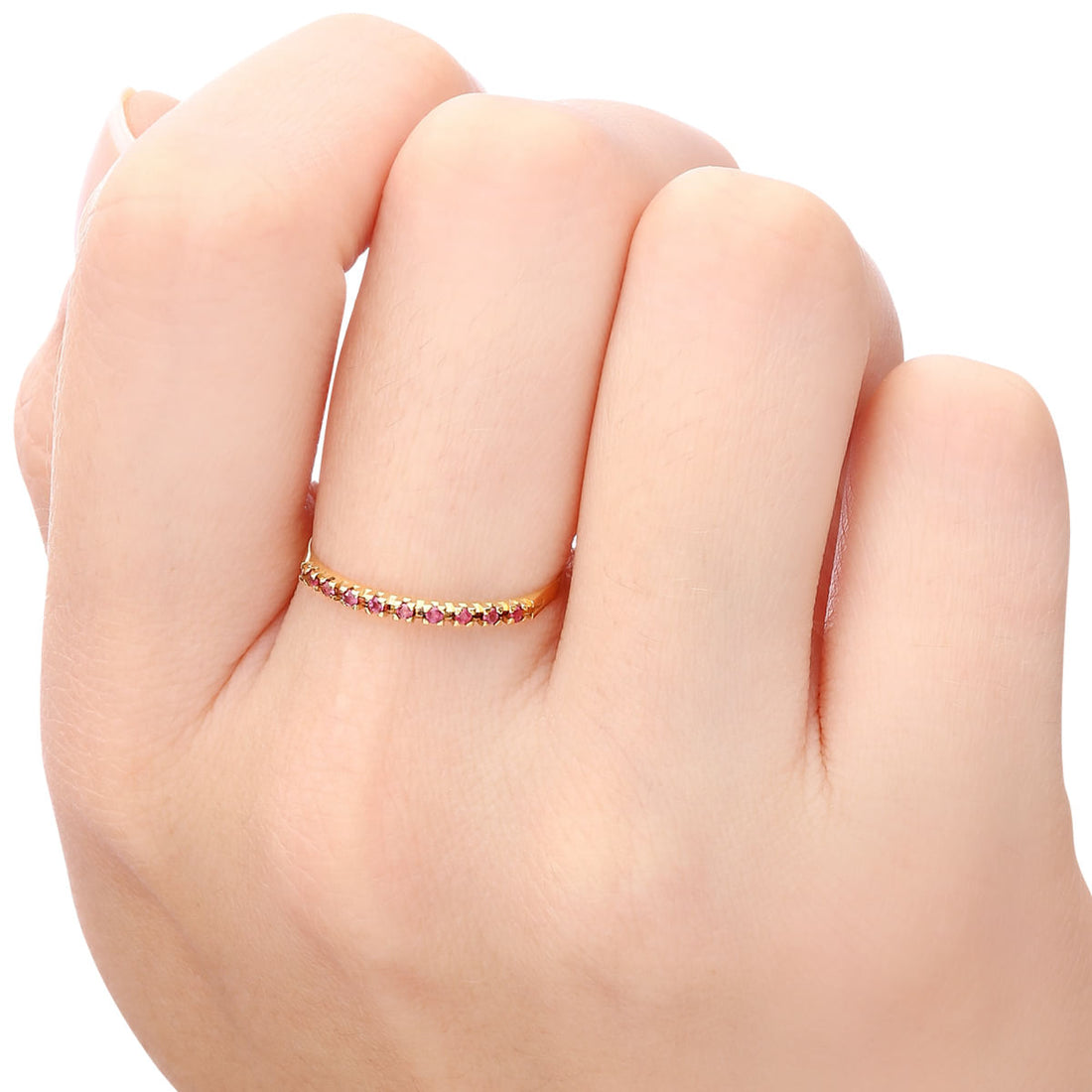 Meia Aliança com 9 Rubis - Ouro Amarelo 18K