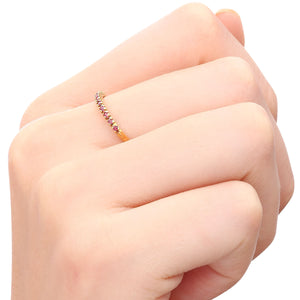 Meia Aliança com 9 Rubis - Ouro Amarelo 18K