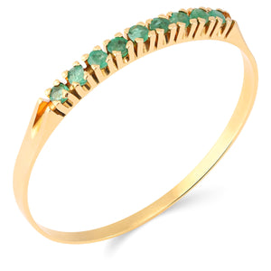 Meia Aliança de Esmeraldas - Ouro Amarelo 18K - Aro 22