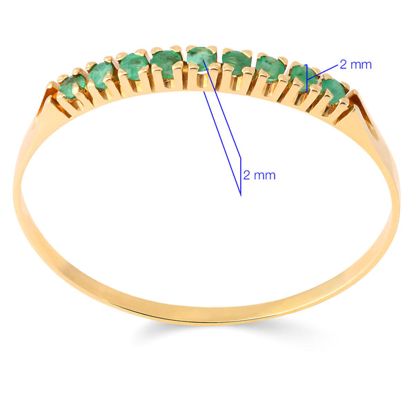 Meia Aliança de Esmeraldas - Ouro Amarelo 18K - Aro 22