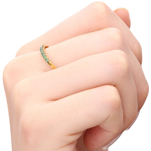 Meia Aliança de Esmeraldas - Ouro Amarelo 18K - Aro 22