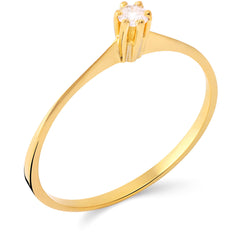 Anel em Ouro Amarelo 18k Solitário com Diamante