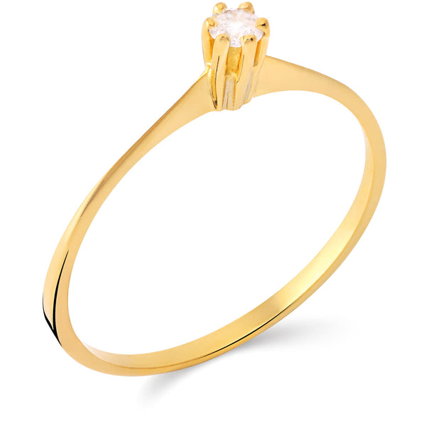 Anel em Ouro Amarelo 18k Solitário com Diamante