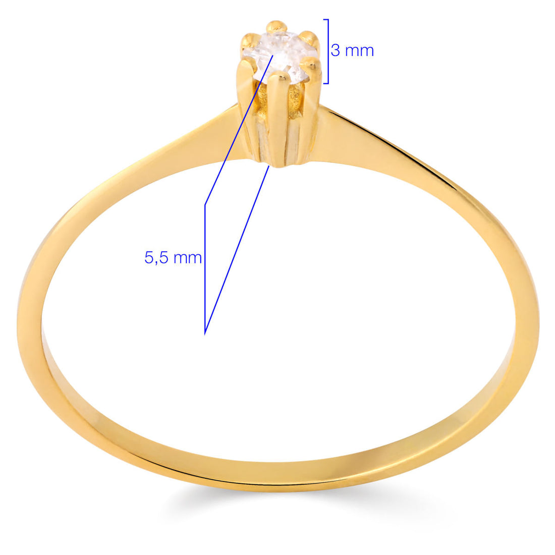 Anel em Ouro Amarelo 18k Solitário com Diamante