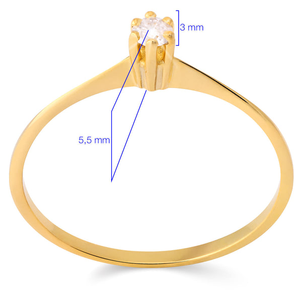 Anel em Ouro Amarelo 18k Solitário com Diamante