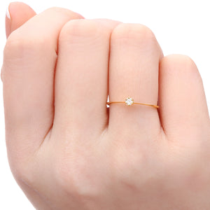 Anel em Ouro Amarelo 18k Solitário com Diamante