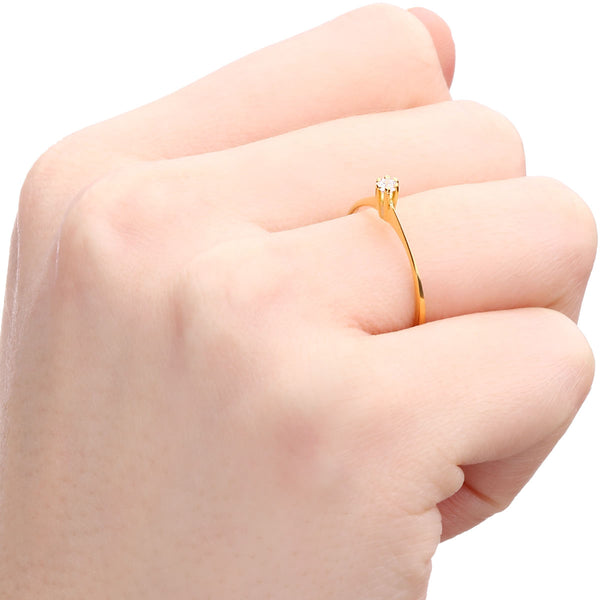 Anel em Ouro Amarelo 18k Solitário com Diamante