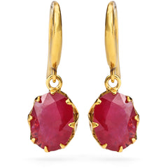 Par de Brincos Em Ouro Amarelo 18k Cestinha com Rubi